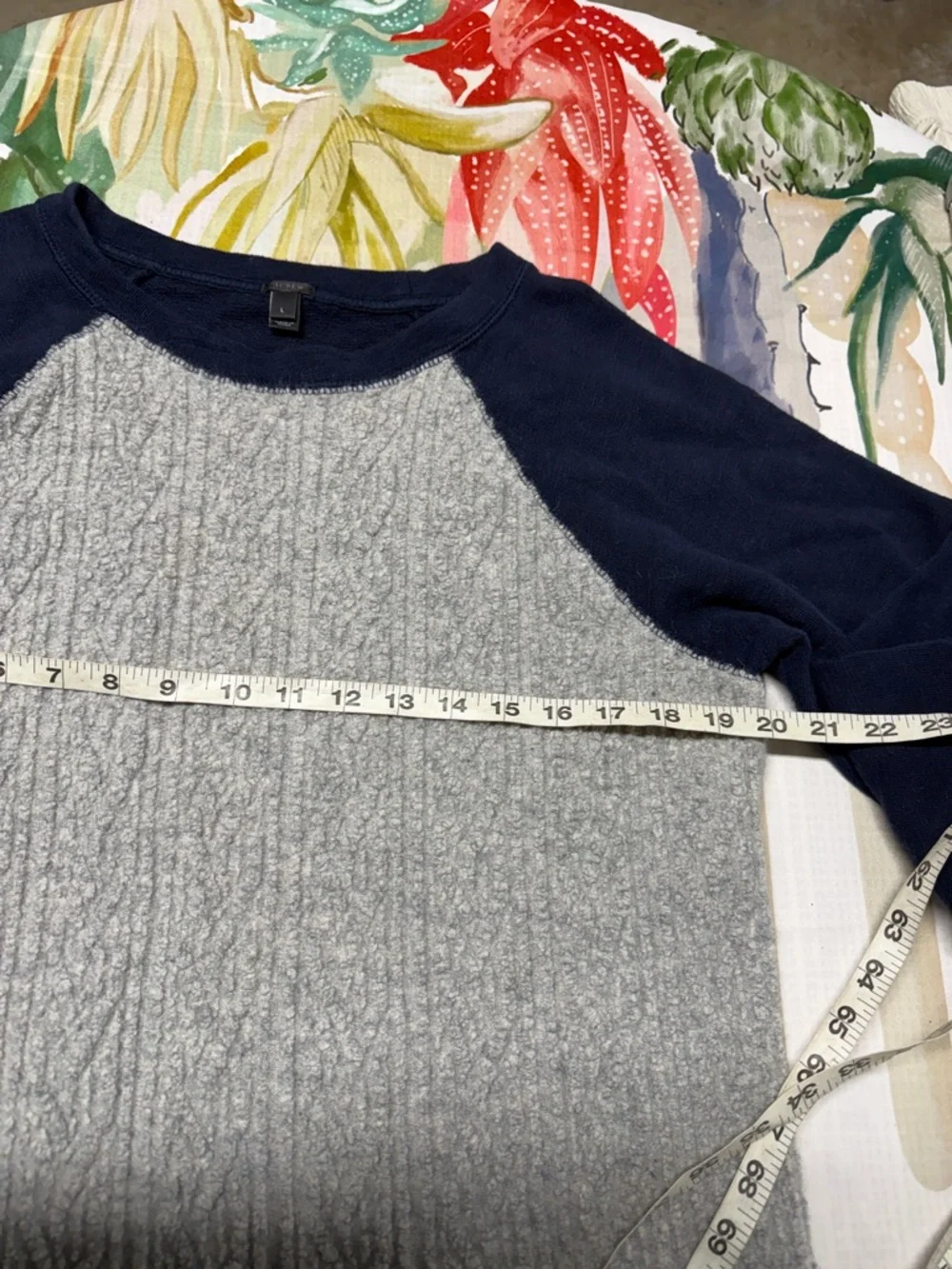 J. Crew Navy and Light Gray Raglan Crewneck Sweater